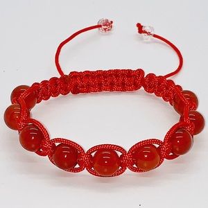 Red carnelian stone beaded bracelet